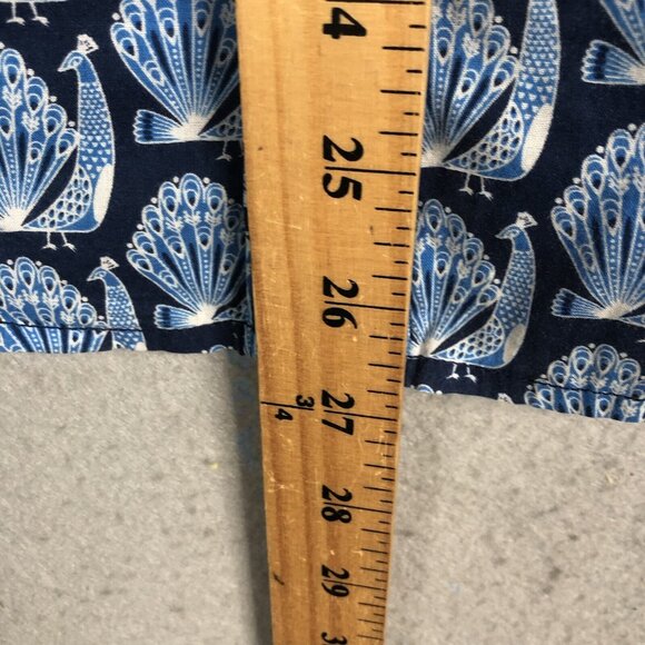 J Mclaughlin Top Womens Medium Blue Peacocks Print All Over Classic Cotton - Picture 5 of 15